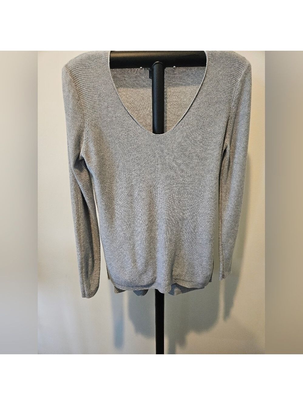 OLD NAVY GREY SCOOP NECK WAFFLE KNIT HIGH-LOW PULLOVER TOP SIZE SP